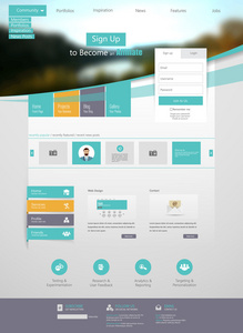 平 web 设计元素。网站模板