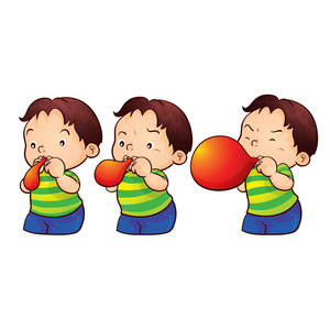 吹气球的金发女人女孩吹气棉球进入中指已提到的人目标吹气球的年轻