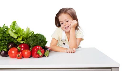 小女孩准备健康食品kvt sasanqua