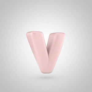 千年的粉红色字母 V 小写孤立在白色背景上