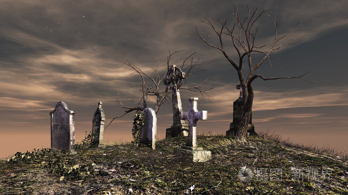 3dcg渲染的墓地