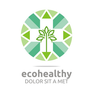 抽象的标志 ecohealthy 叶去绿色设计矢量