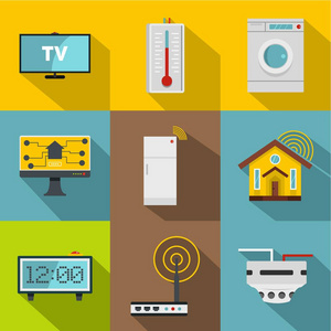 智能家居系统图标集,平面样式照片