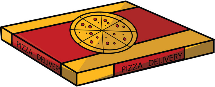 披萨盒展开图披萨盒卡通插图照片