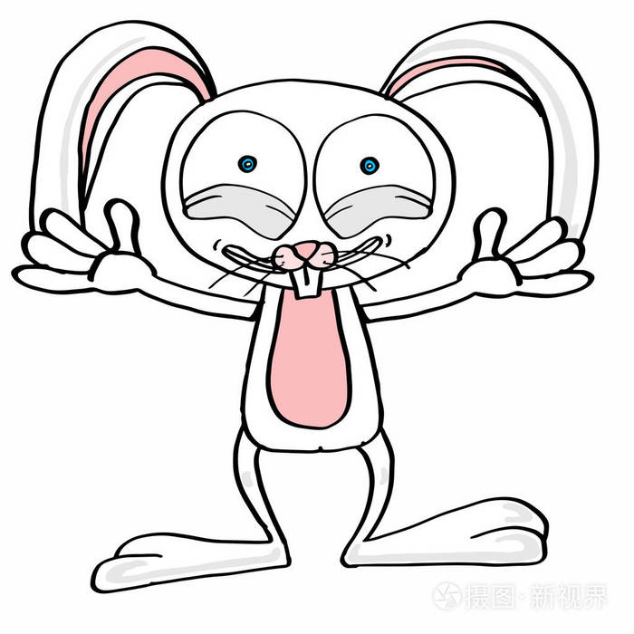 可爱的兔子快乐插画卡通画吉祥物和白色背景