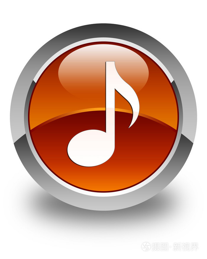 音乐图标有光泽的褐色圆形按钮