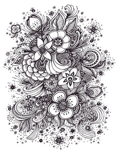 美丽的抽象鲜花花束黑白的照片