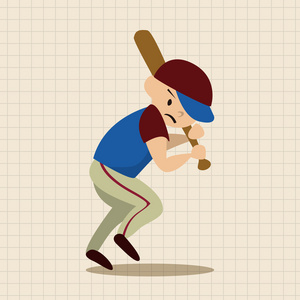 eps10 运动棒球运动员平图标元素背景
