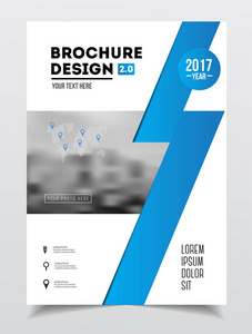 企业宣传册设计。年度报告矢量图模板。传单公司盖。业务的演示文稿与照片和图形的几何元素