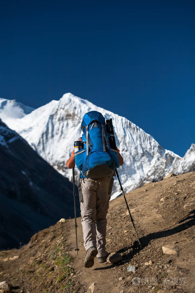 马纳斯卢峰电路上的龙门跋涉在尼泊尔