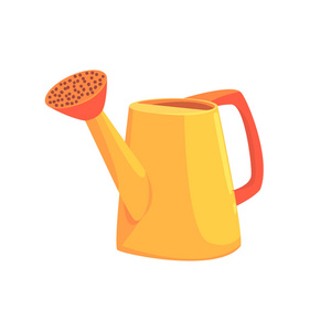 橙色的喷壶,农业工具卡通矢量图照片