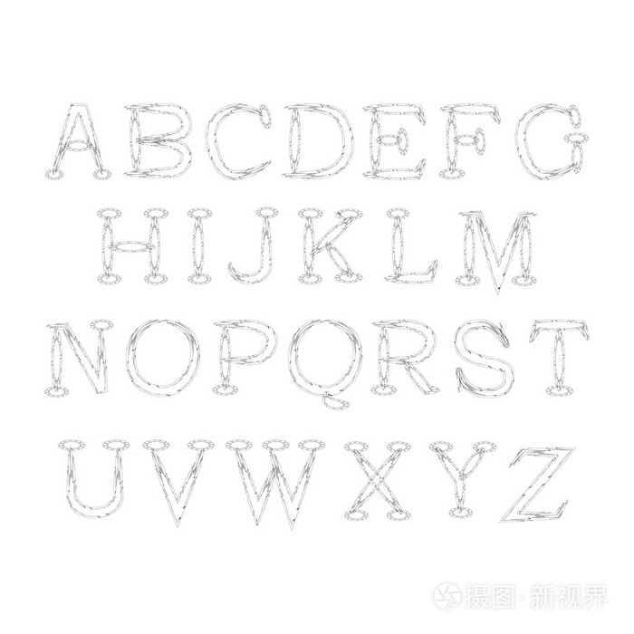 英语字母表草书插画 正版商用图片0e130u 摄图新视界