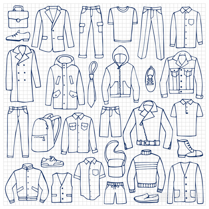 手绘涂鸦镶有男人的衣服插画-正版商用图片0e146p-摄图新视界