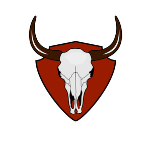 头骨标签牛头骨.狂野的西部葡萄酒标签照片