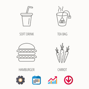 汉堡包 袋茶和软饮料的图标