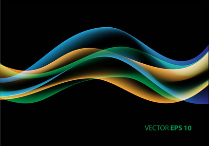 黑色背景矢量图抽象颜色蓝色黄色绿色波