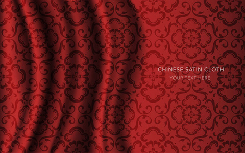 中国传统的红色丝缎面料布背景