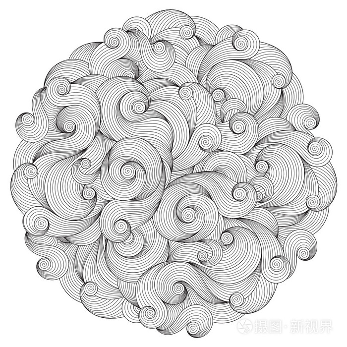 黑白圆形波浪装饰装饰圆形花边设计插画-正版商用图片0e1jfu-摄图新