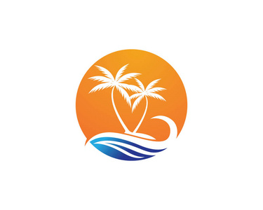 棕榈树夏天 logo 模板矢量插图