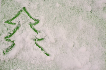 圣诞前夜树在雪中