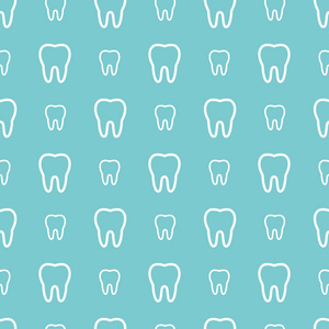 牙科背景在蓝色背景上的白色牙齿.矢量牙科无缝模式照片