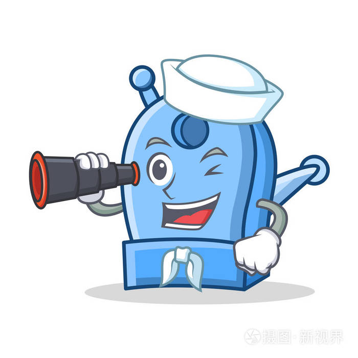 水手与双目铅笔卷笔刀字符卡通插画 正版商用图片0e1q 摄图新视界