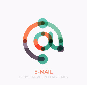 矢量电子邮件业务符号，或在标志 logo。线性简约平图标设计