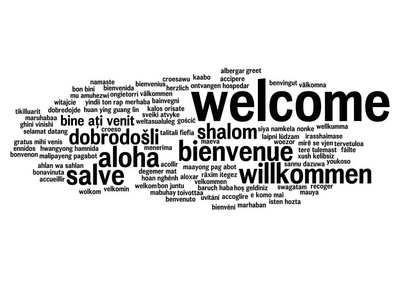 欢迎国际抽象词云孤立照片