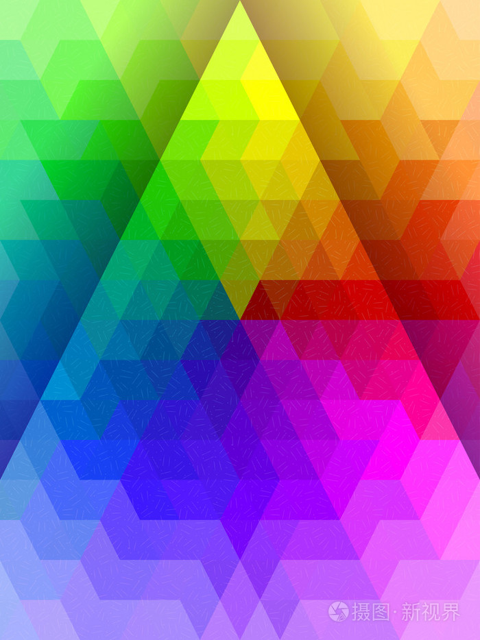 白线纹理抽象彩虹颜色的三角形