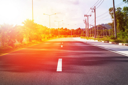 泰国路线景观车道路标志线中间