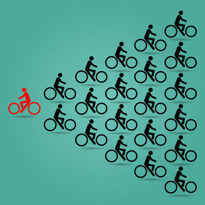 是黑色的红色自行车自行车的相反的方向