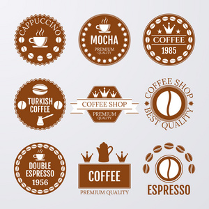 矢量图在咖啡主题上设置的标志图片