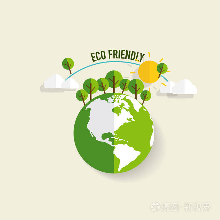 生态理念与绿色生态地球和树木.ve