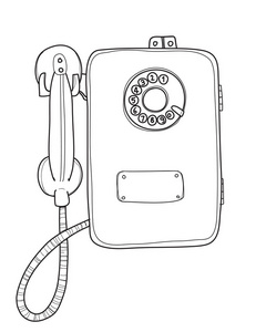 公共电话老式苏联街电话手绘制矢量 l