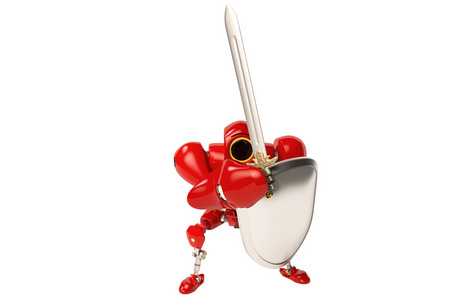 红色机器人持有的盾与剑