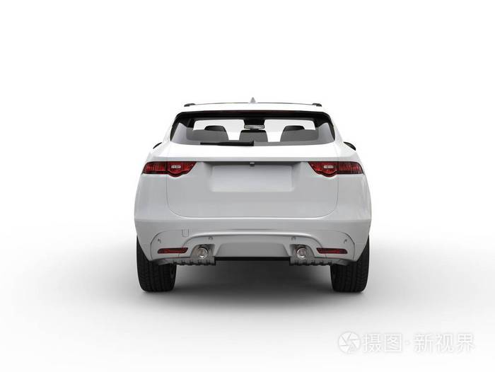 白色现代suv后视图