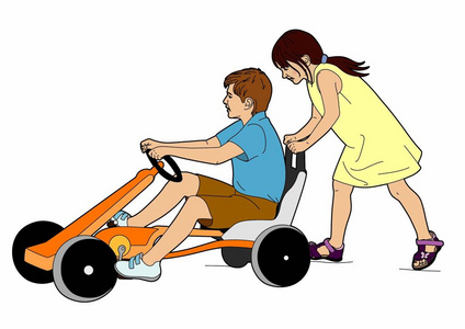 向量的两个孩子,卡丁车照片