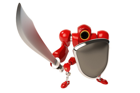 红色机器人持有的盾与剑