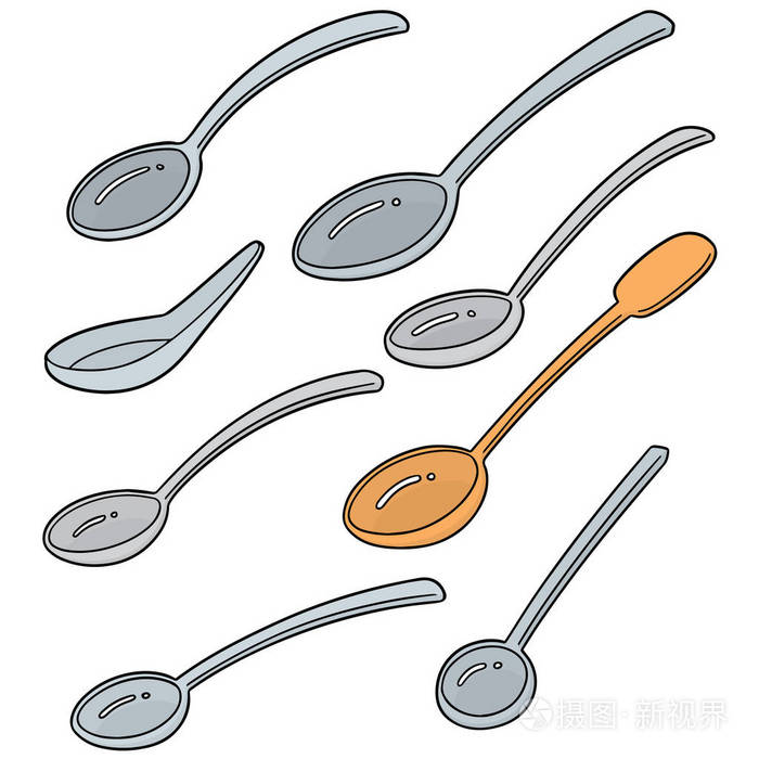 向量集的勺子插画-正版商用图片0e2q60-摄图新视界