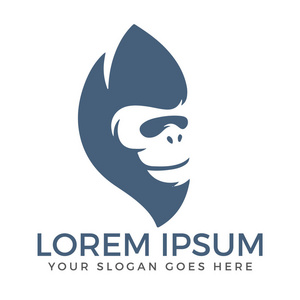 大猩猩徽标大猩猩或猴子头矢量标志设计照片