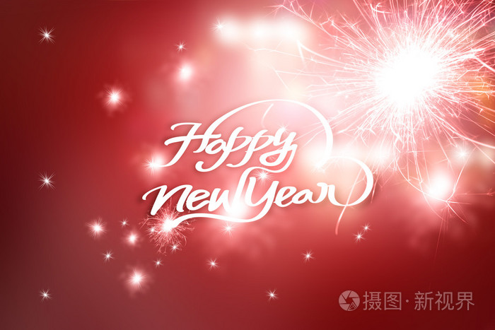 新年贺卡模糊背景来庆贺和波光粼粼的烟花