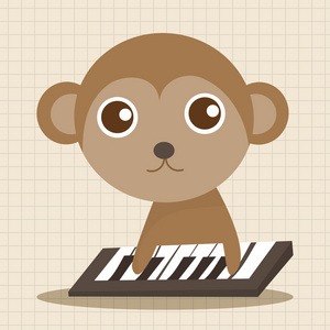 动物猴子玩乐器卡通主题元素