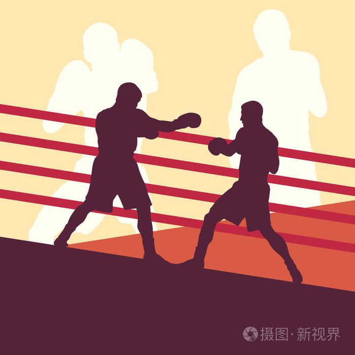 拳击手的人战斗在拳击环矢量背景
