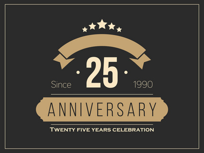 二十五岁周年庆祝活动标识。25 周年纪念标志