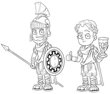 卡通罗马皇帝士兵用矛特征向量集照片