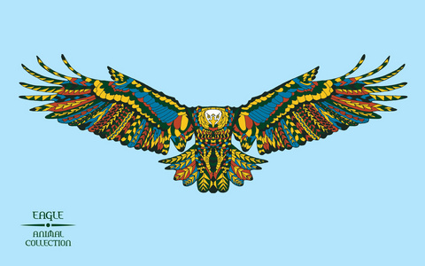 Zentangle 程式化的鹰。纹身或 t 恤素描