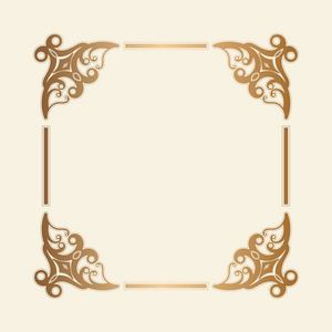 金色的框架。美丽的简单金设计。复古风格装饰性边框，在白色背景上分离。装饰精美的艺术品。空副本空间装饰 写真 横幅。矢量图