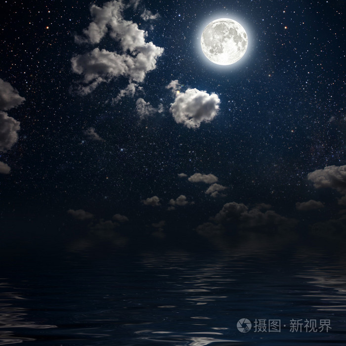 月亮对背景星空