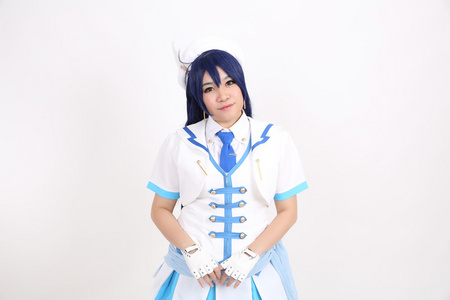 跳舞女孩在白色背景中孤立的肖像 Cosplay