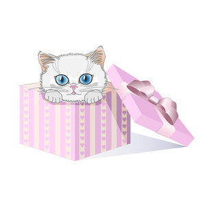 礼盒里的小猫图片-礼盒里的小猫素材-礼盒里的小猫插画-摄图新视界
